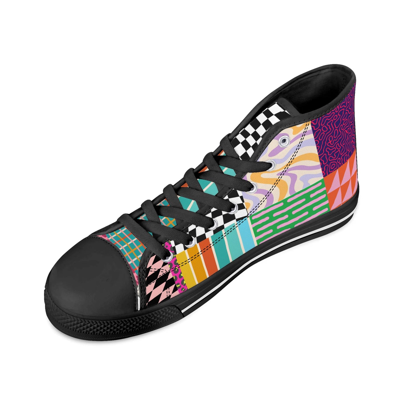 Grandma's Fall Quilt - High Top Canvas Shoes