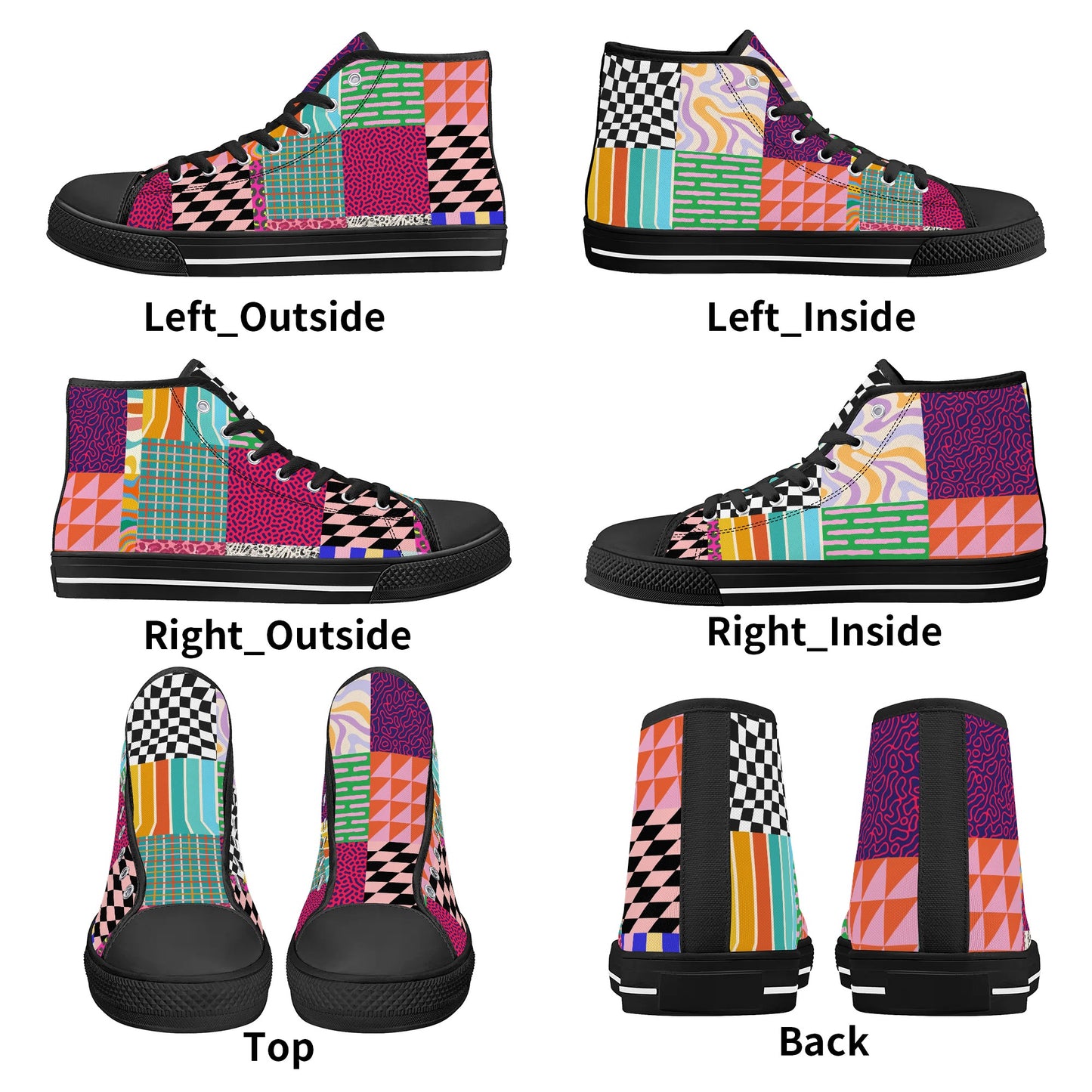 Grandma's Fall Quilt - High Top Canvas Shoes