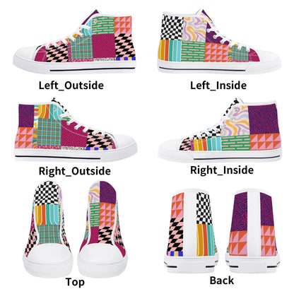 Grandma's Fall Quilt - High Top Canvas Shoes