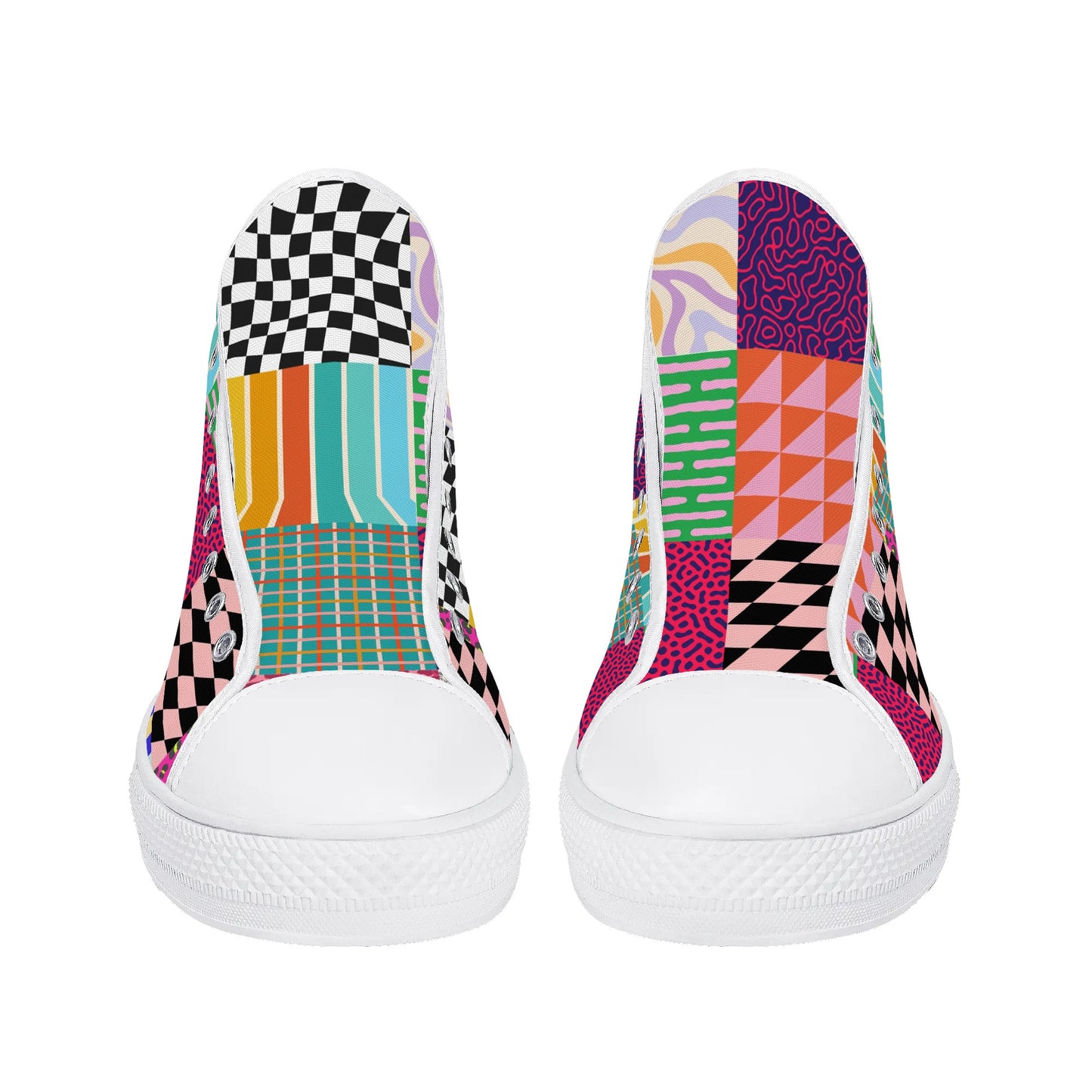 Grandma's Fall Quilt - High Top Canvas Shoes