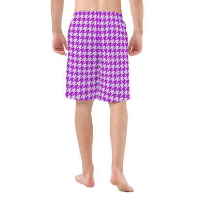 Purple Argyle Print Mens All Over Swim Trunks