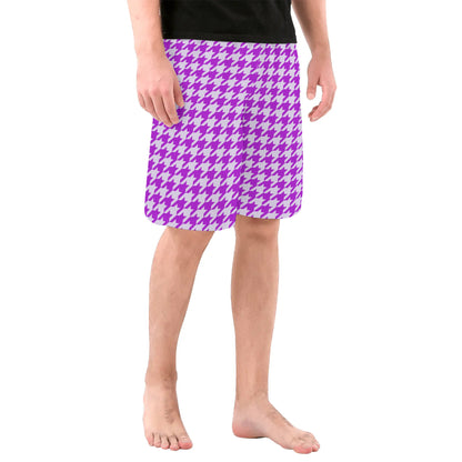 Purple Argyle Print Mens All Over Swim Trunks