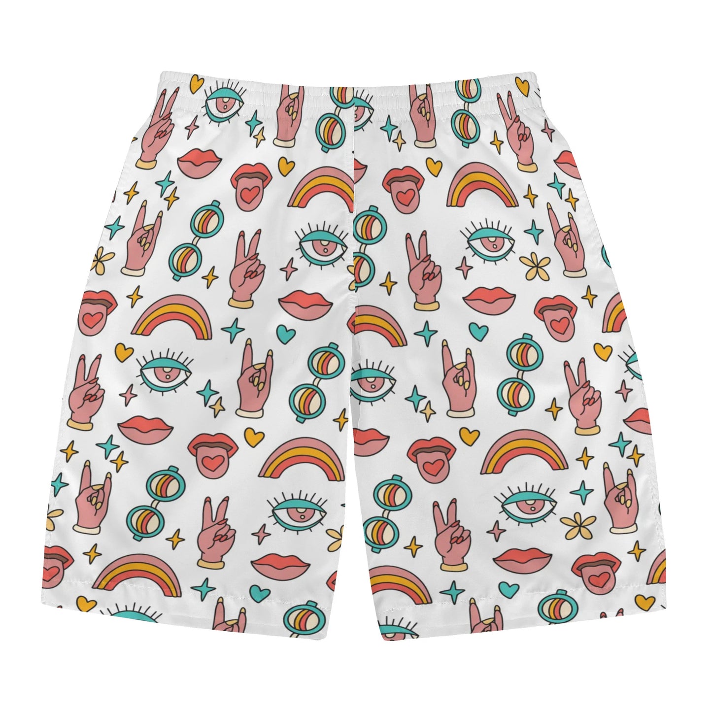 Peace, Rock Music and Rainbows - All Over Print Swim Trunks