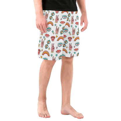 Peace, Rock Music and Rainbows - All Over Print Swim Trunks