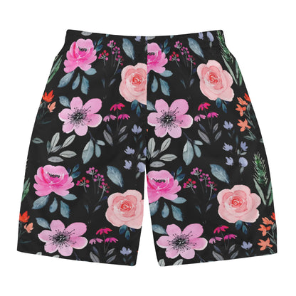 Black Floral Paradise - Men's All Over Print Swim Trunks