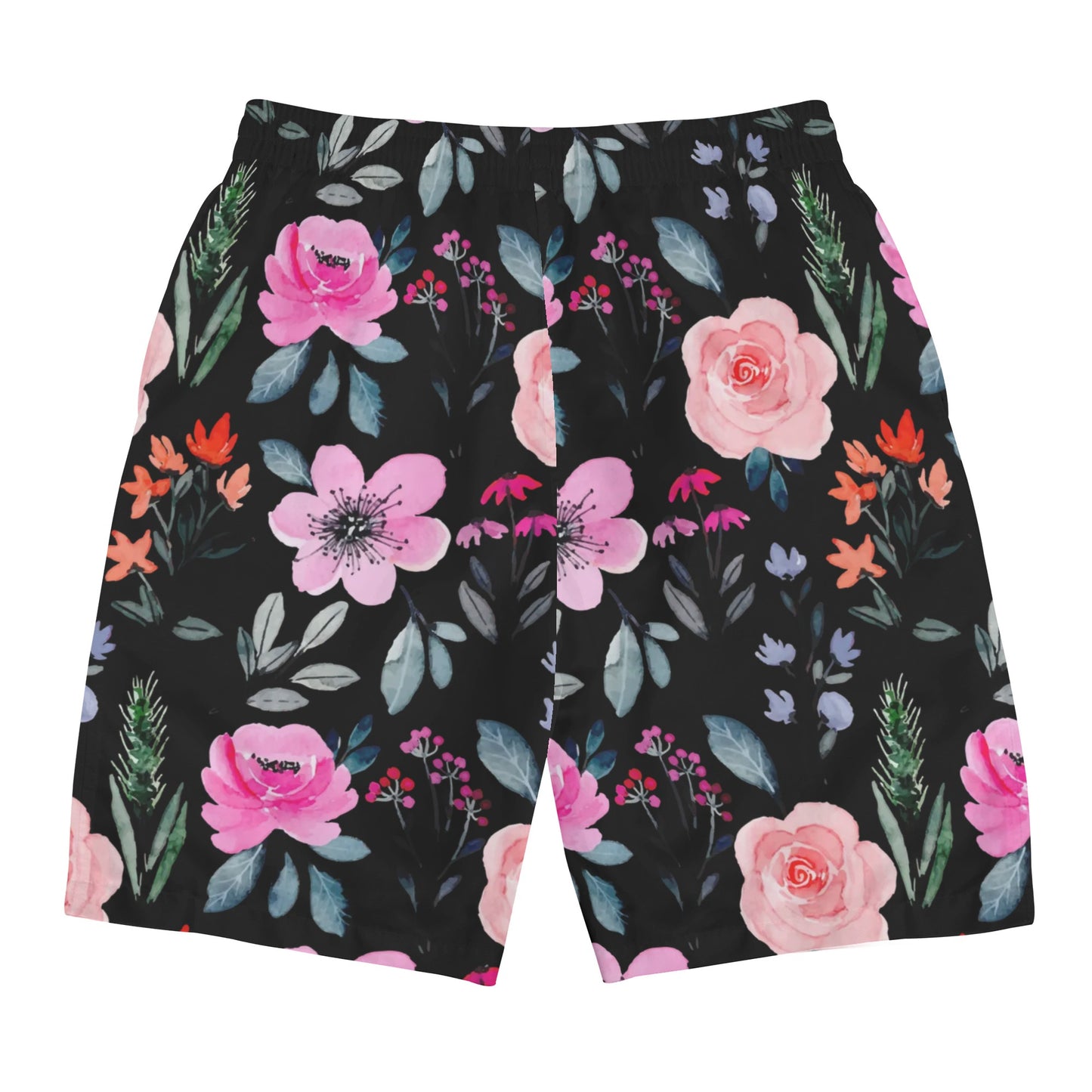 Black Floral Paradise - Men's All Over Print Swim Trunks