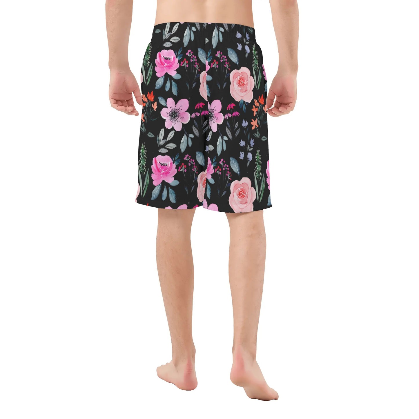 Black Floral Paradise - Men's All Over Print Swim Trunks