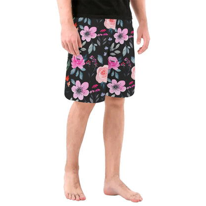 Black Floral Paradise - Men's All Over Print Swim Trunks