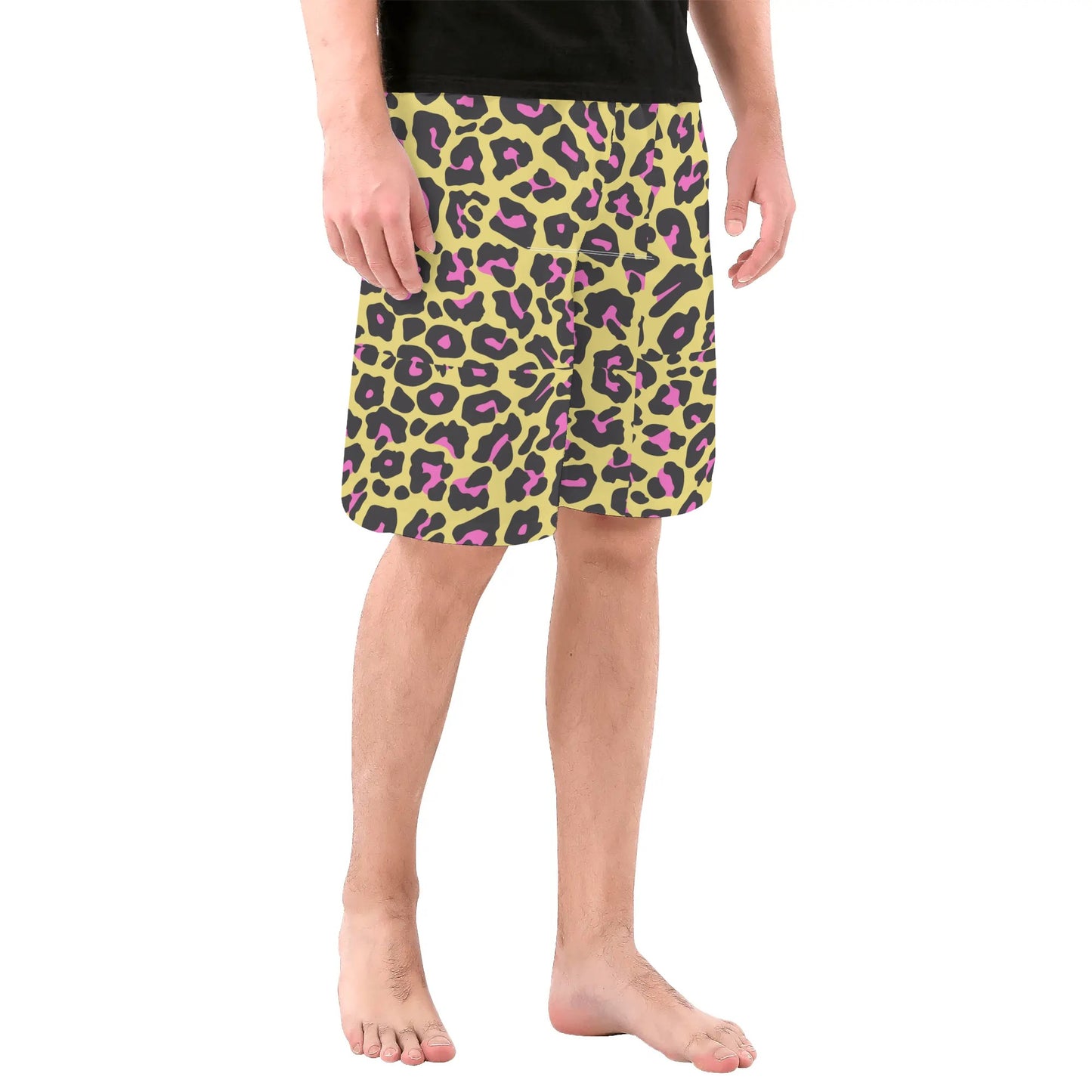 Yellow and Pink Leopard - Men's All Over Print Swim Trunks