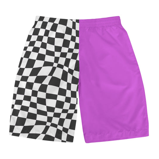 "Can't Decide" in Fuschia Men's All Over Print Swim Trunks