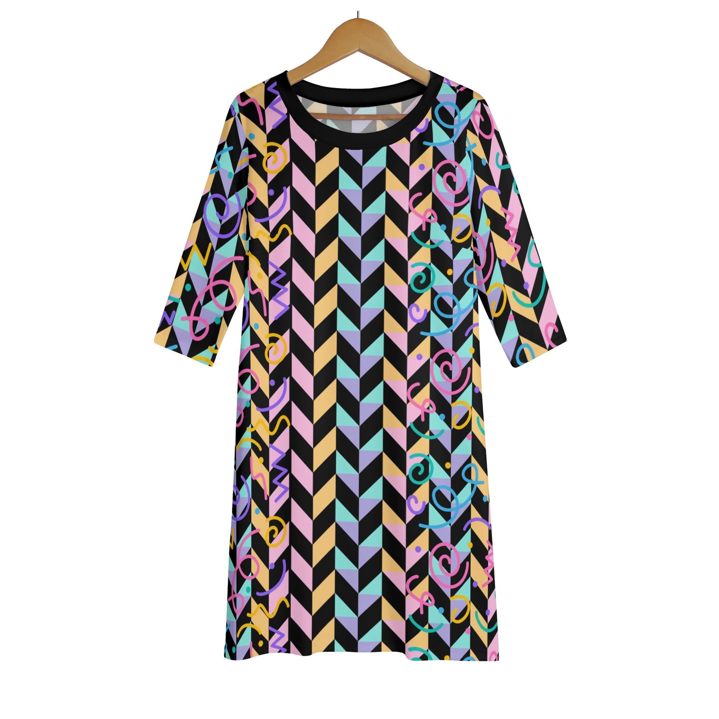 Chillin in Chevron - Women's Lightweight Oversize Half-Sleeve T-shirt & Midi Skirt Two-Piece Set