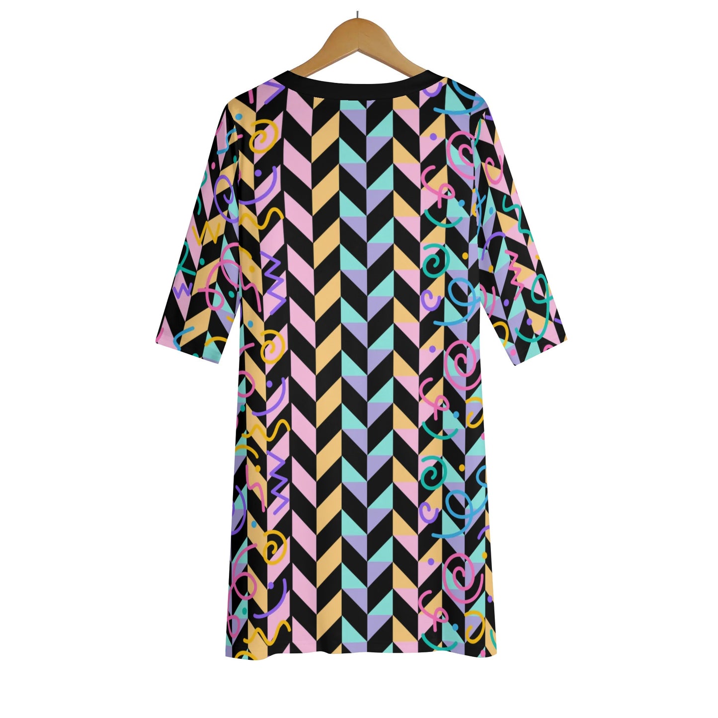 Chillin in Chevron - Women's Lightweight Oversize Half-Sleeve T-shirt & Midi Skirt Two-Piece Set