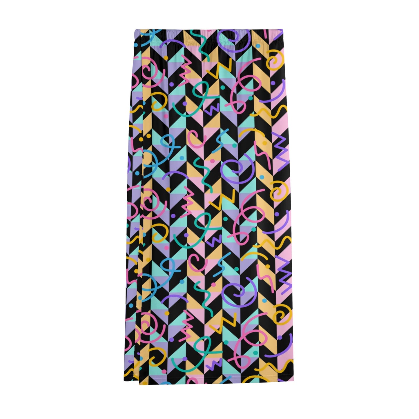Chillin in Chevron - Women's Lightweight Oversize Half-Sleeve T-shirt & Midi Skirt Two-Piece Set