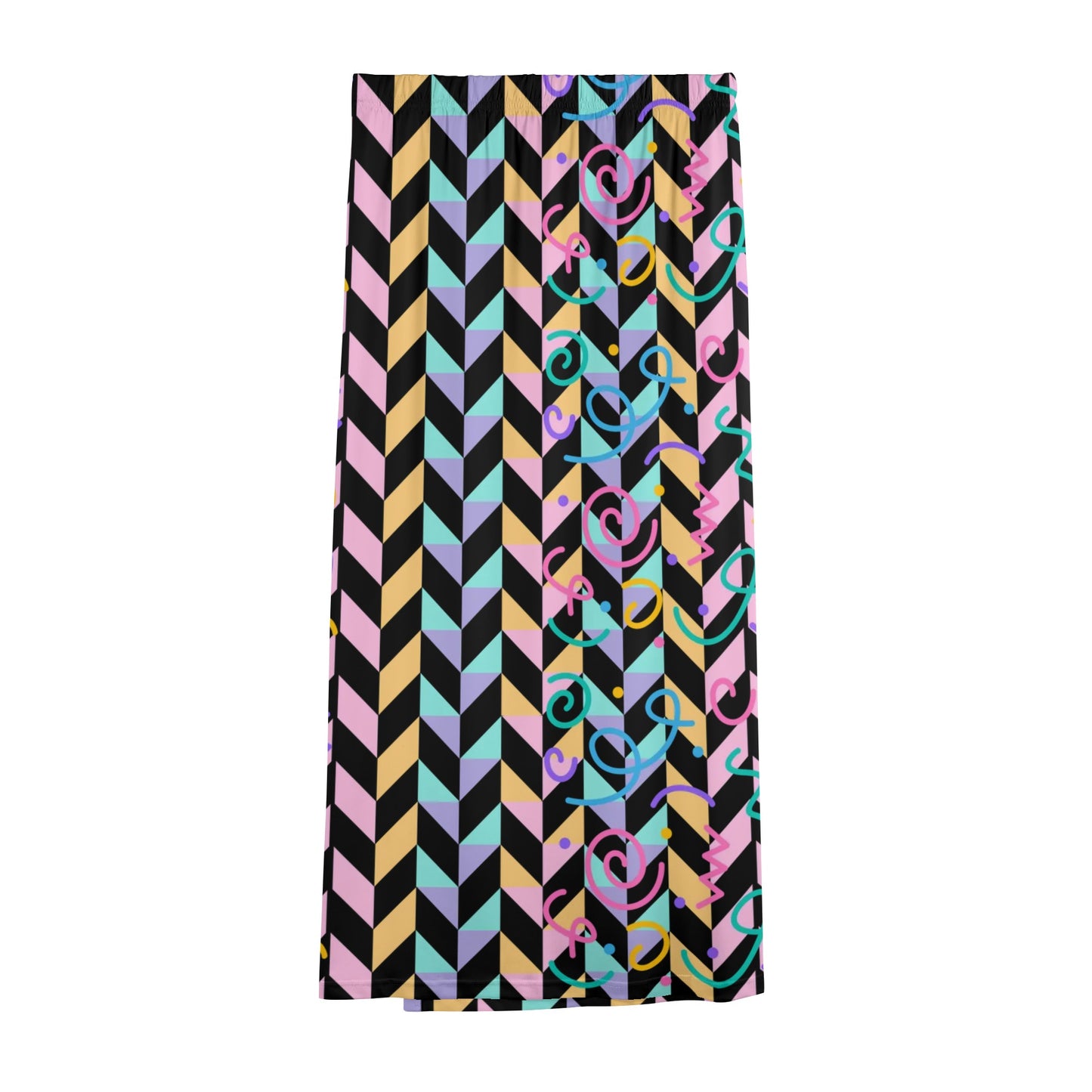 Chillin in Chevron - Women's Lightweight Oversize Half-Sleeve T-shirt & Midi Skirt Two-Piece Set