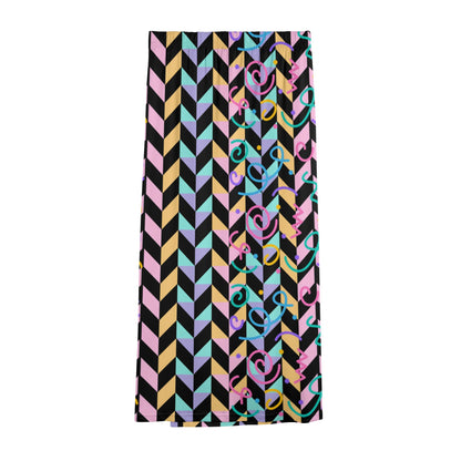 Chillin in Chevron - Women's Lightweight Oversize Half-Sleeve T-shirt & Midi Skirt Two-Piece Set