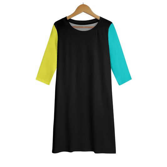 "Rainbow is the New Black" Womens Lightweight Oversize Half-Sleeve T-shirt & Midi Skirt Two-Piece Set