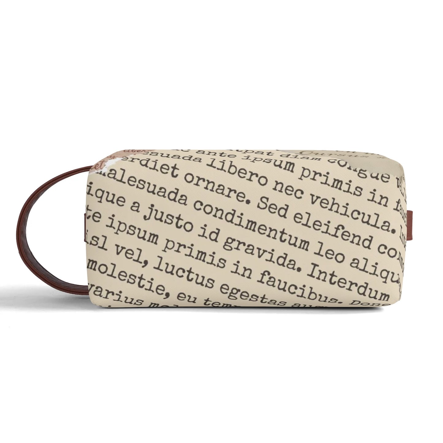 "Read All About It" Leather Toiletry Bag Makeup Cosmetics Organizer