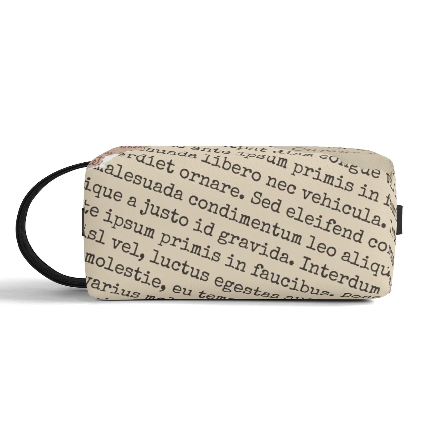 "Read All About It" Leather Toiletry Bag Makeup Cosmetics Organizer