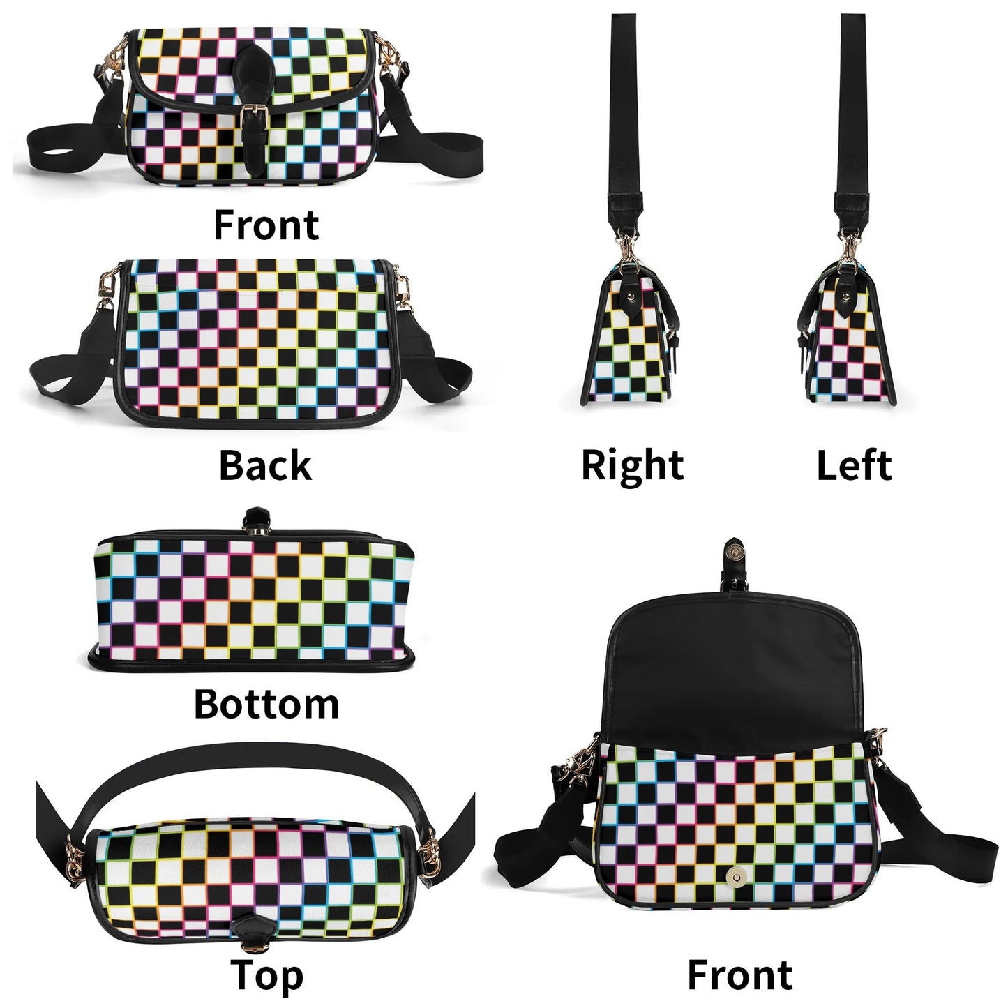 Rainbow Checkered Chain Shoulder bags