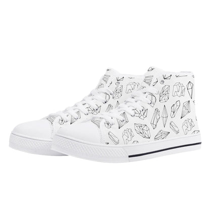 Black and White Crystals High Top Shoes