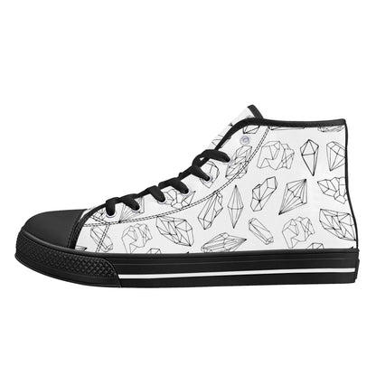 Black and White Crystals High Top Shoes