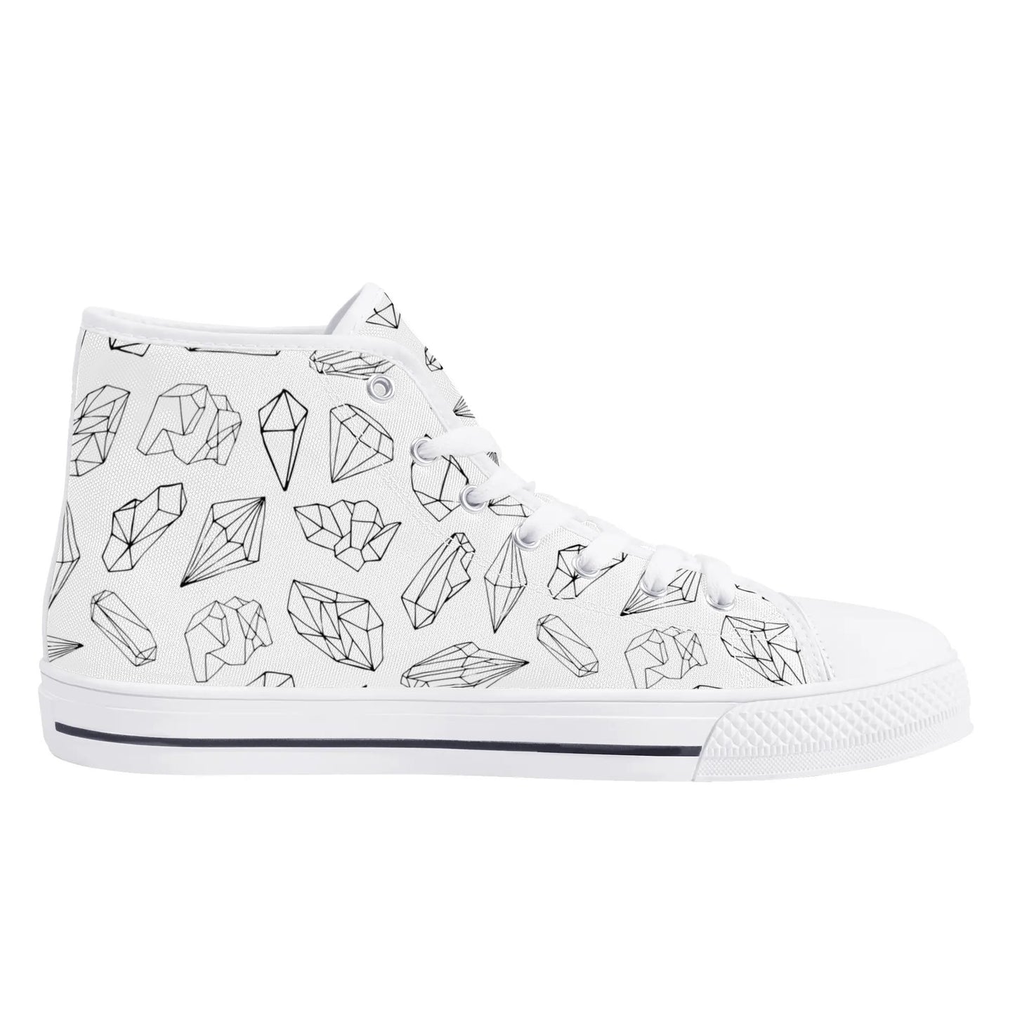 Black and White Crystals High Top Shoes