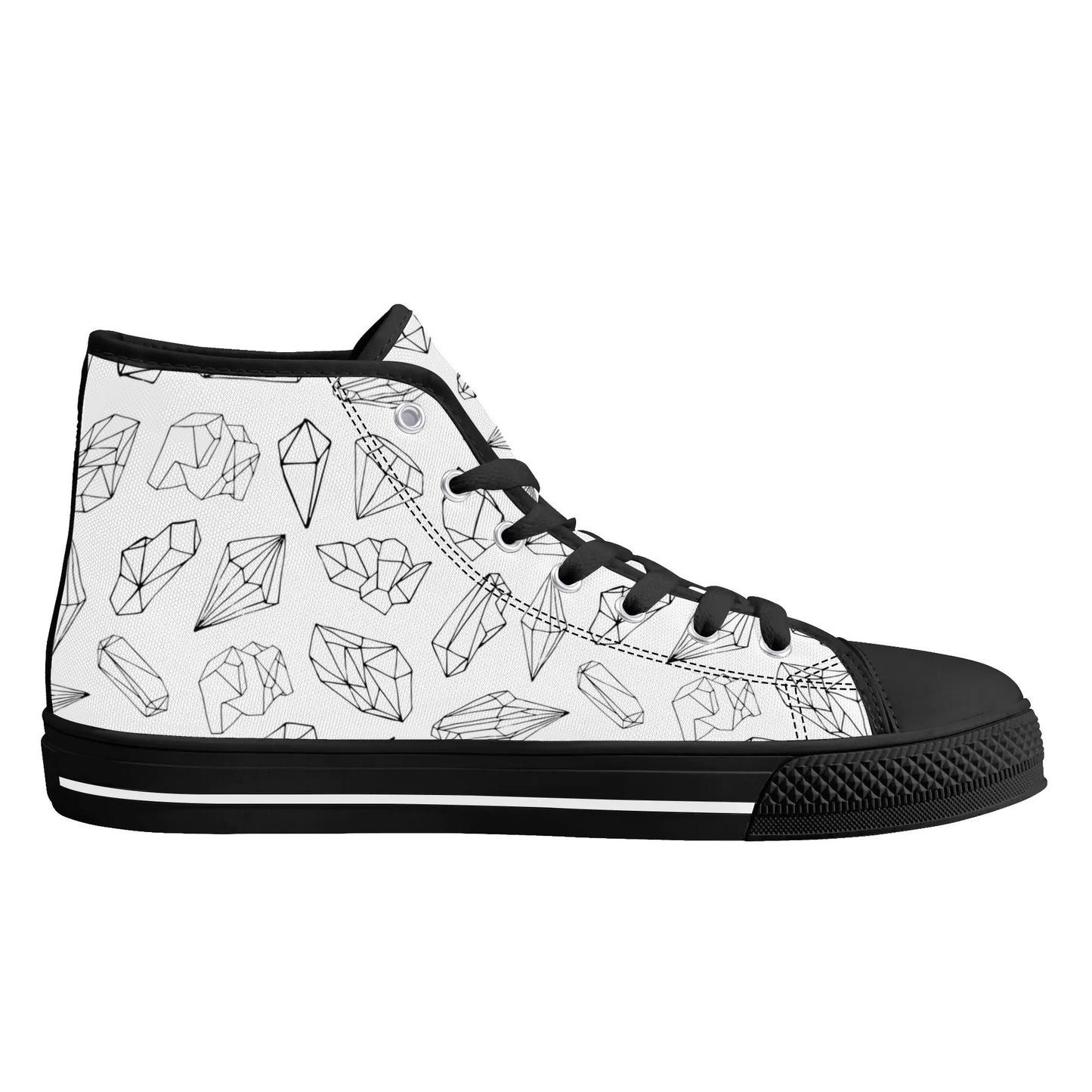 Black and White Crystals High Top Shoes