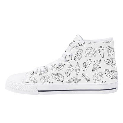 Black and White Crystals High Top Shoes