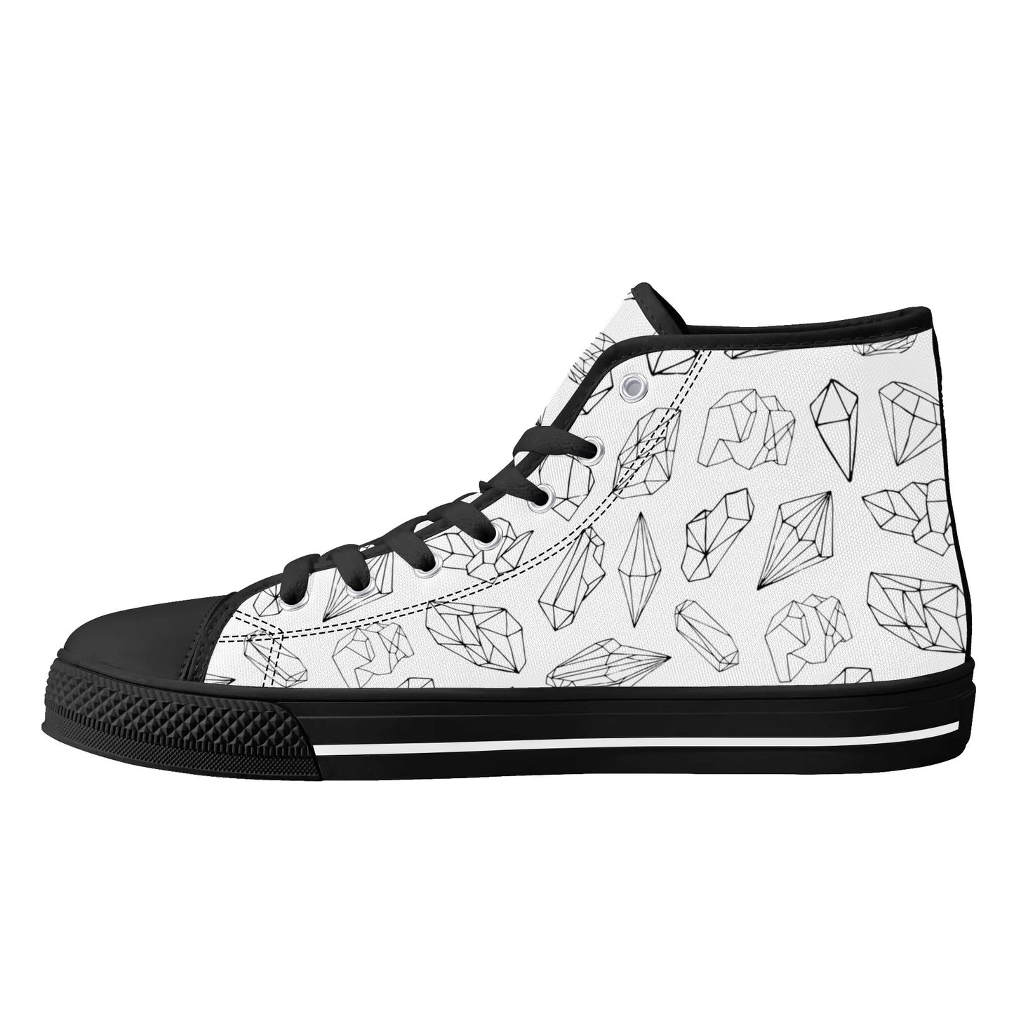 Black and White Crystals High Top Shoes