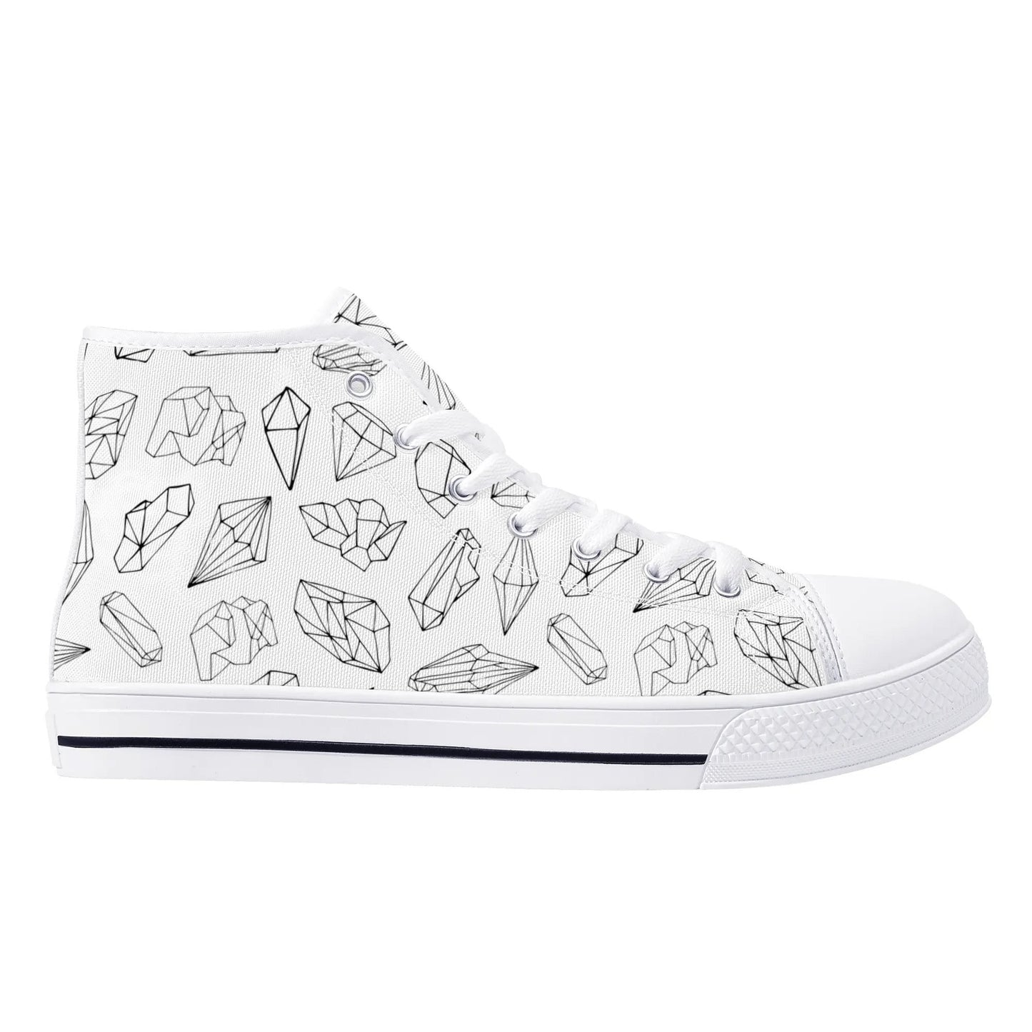 Black and White Crystals High Top Shoes