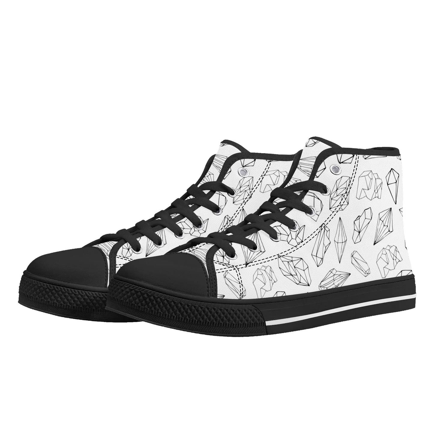 Black and White Crystals High Top Shoes