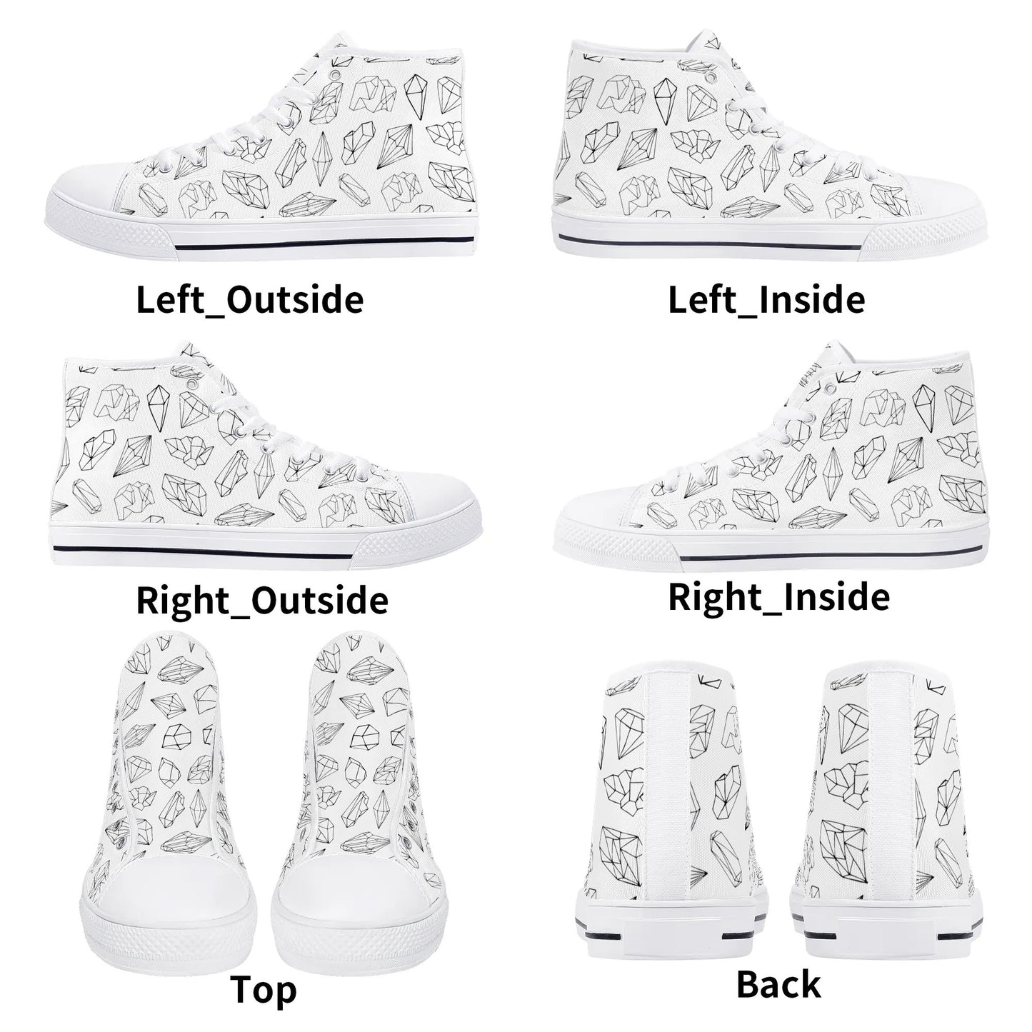 Black and White Crystals High Top Shoes