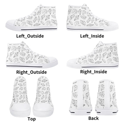 Black and White Crystals High Top Shoes