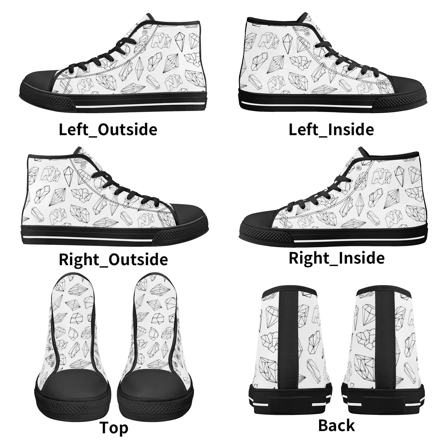 Black and White Crystals High Top Shoes