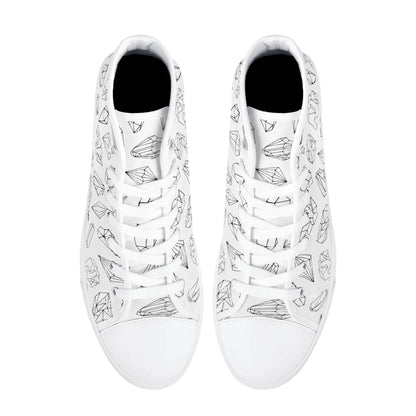 Black and White Crystals High Top Shoes