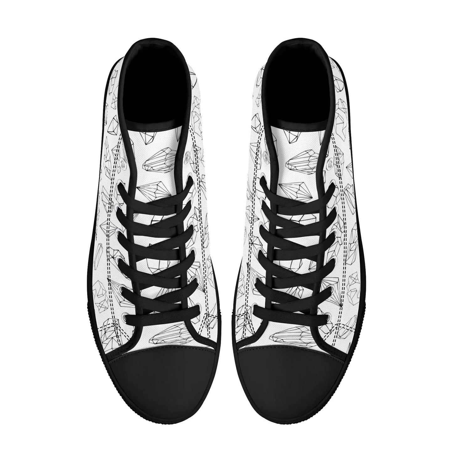 Black and White Crystals High Top Shoes