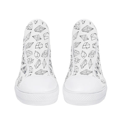 Black and White Crystals High Top Shoes