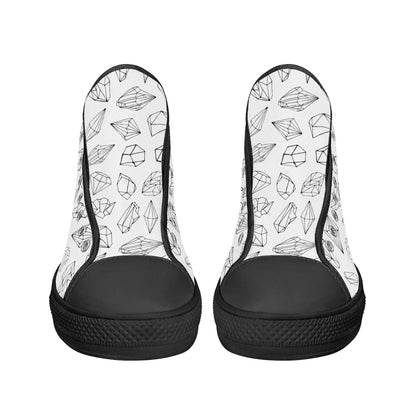 Black and White Crystals High Top Shoes