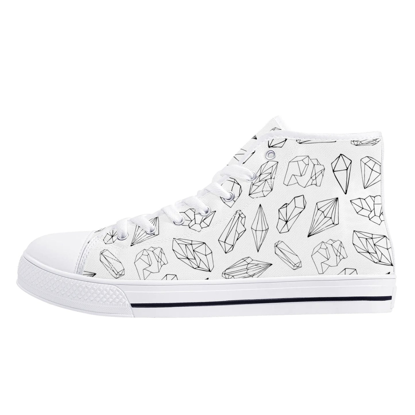 Black and White Crystals High Top Shoes