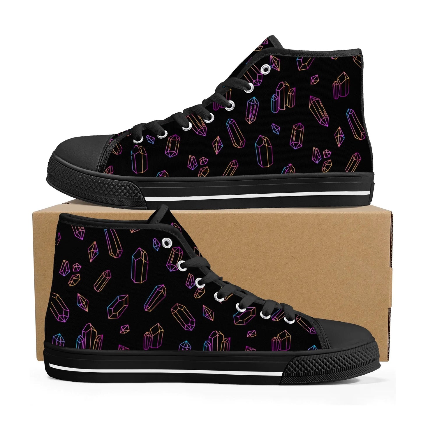 All Over Rainbow Crystals - High Top Shoes