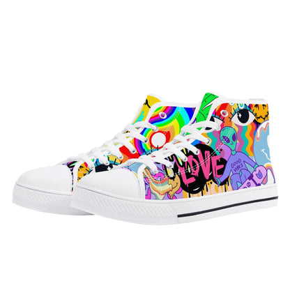 Neon Trip to Space - High Top Shoes