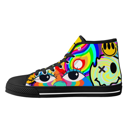 Neon Trip to Space - High Top Shoes