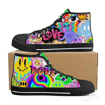 Neon Trip to Space - High Top Shoes