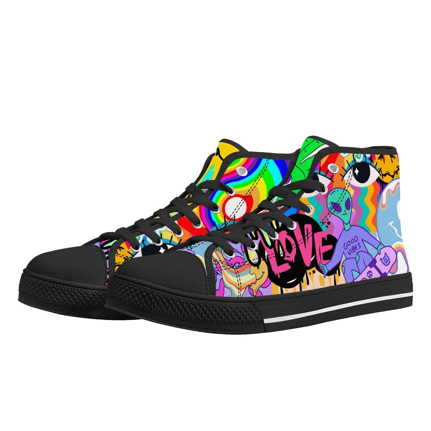 Neon Trip to Space - High Top Shoes