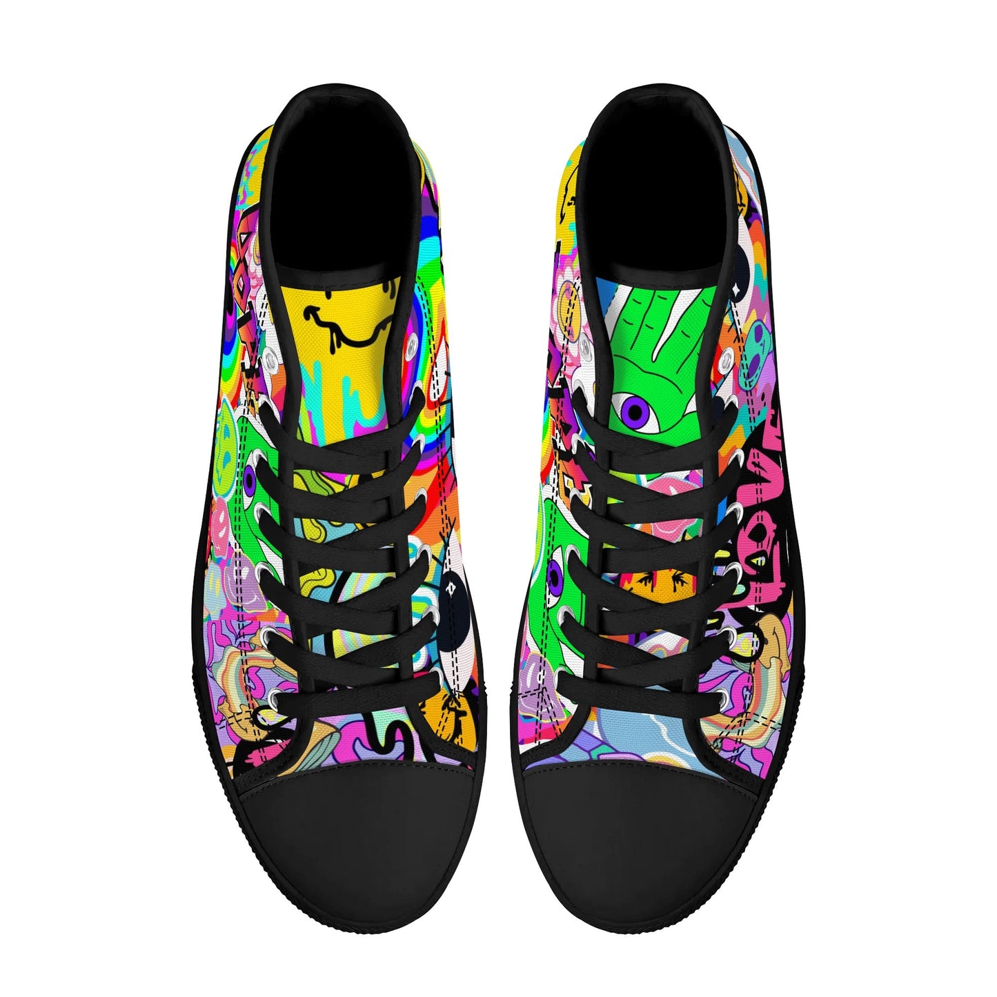 Neon Trip to Space - High Top Shoes