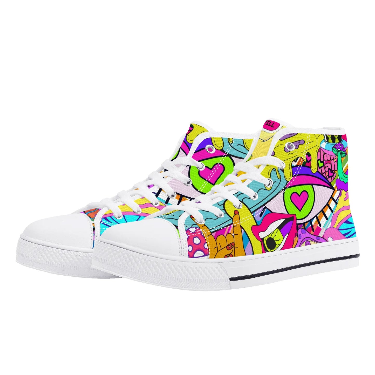 90s Neon Trip and Space Fun - High Top Shoes