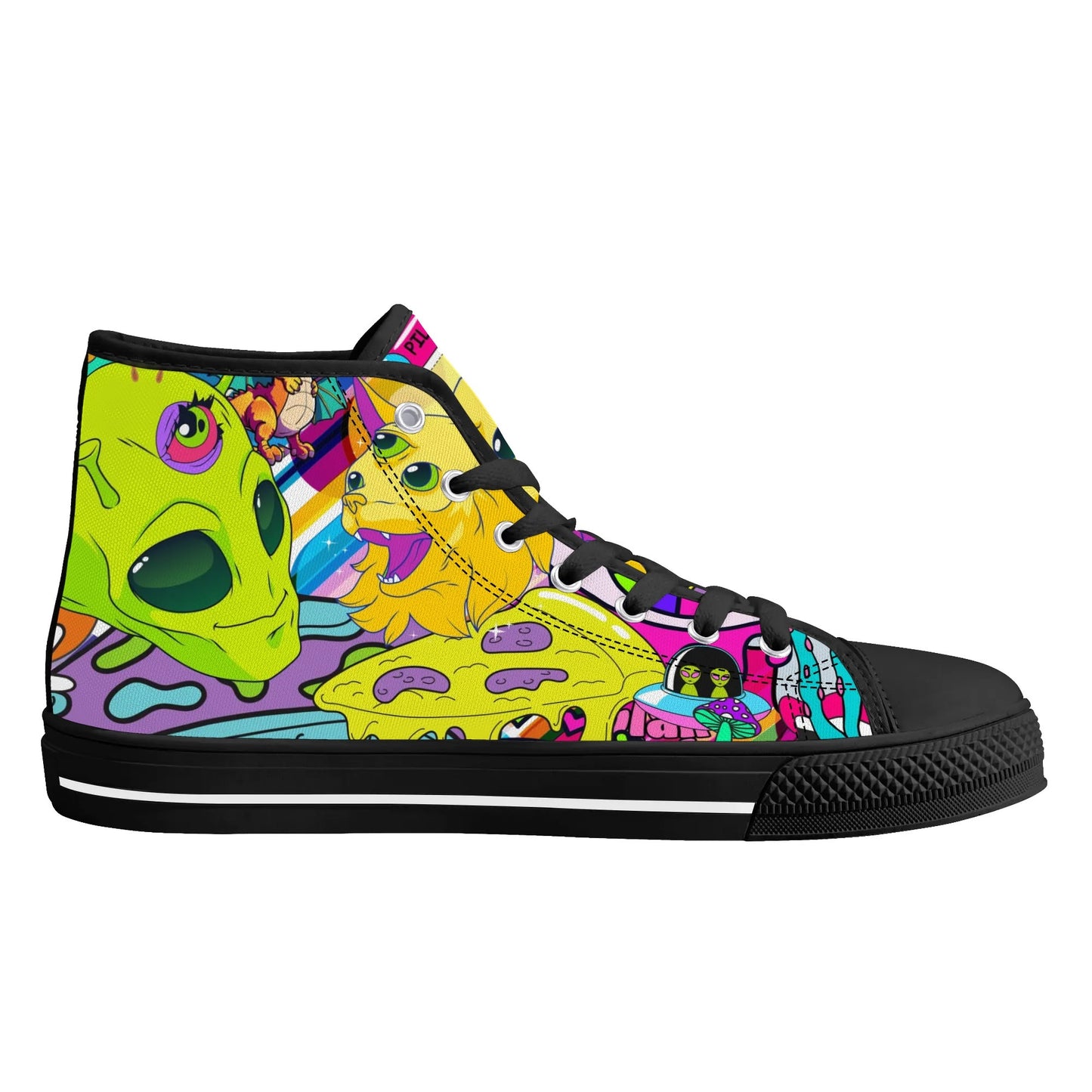 90s Neon Trip and Space Fun - High Top Shoes