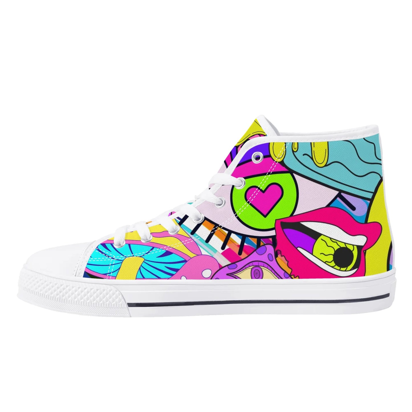 90s Neon Trip and Space Fun - High Top Shoes