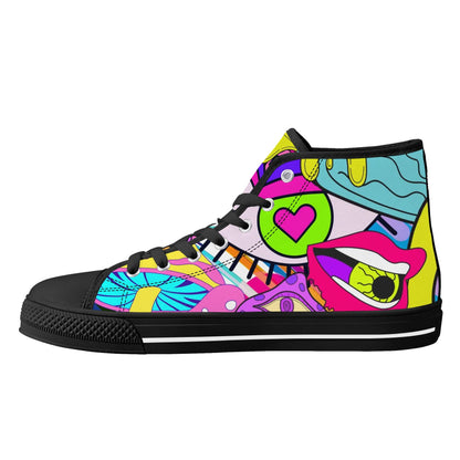 90s Neon Trip and Space Fun - High Top Shoes