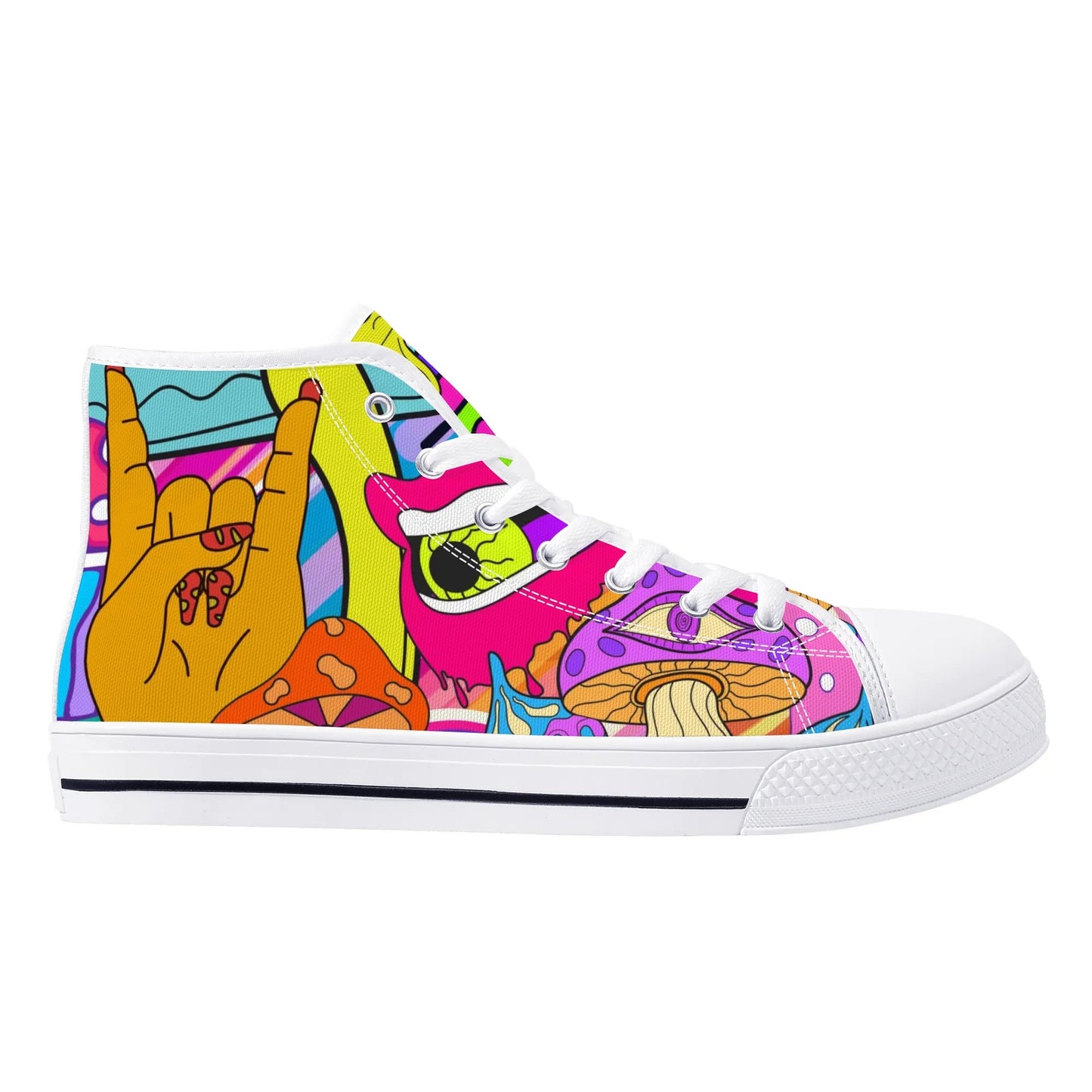 90s Neon Trip and Space Fun - High Top Shoes